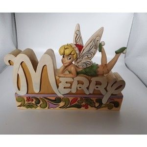 Jim Shore Disney Traditions Tinkerbell Merry Word Plaque New In Box